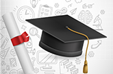 Graduation cap and diploma to represent graduation and droupout rates in Colorado schools