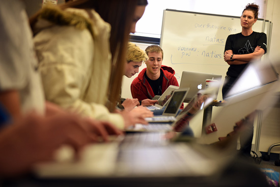 Students at Pikes Peak Early College in District 49 learn about cybersecurity.