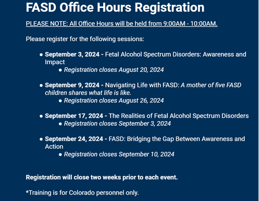 FASD OFFICE HOURS TOPICS AND TIMES 