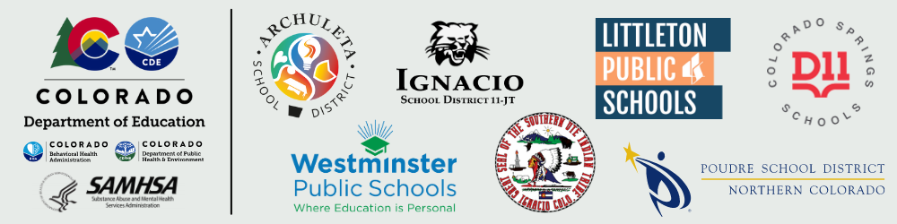 Groups involved in Project Aware: Colorado Behavioral Health, Colorado Department of Public Health and Environment, Substance Abuse and Mental Health Services Administration, Archuleta School District, Ignacio School District 11-JT, Westminster Public Schools, Littleton Public Schools, Poudre School District, and Colorado Springs Schools 