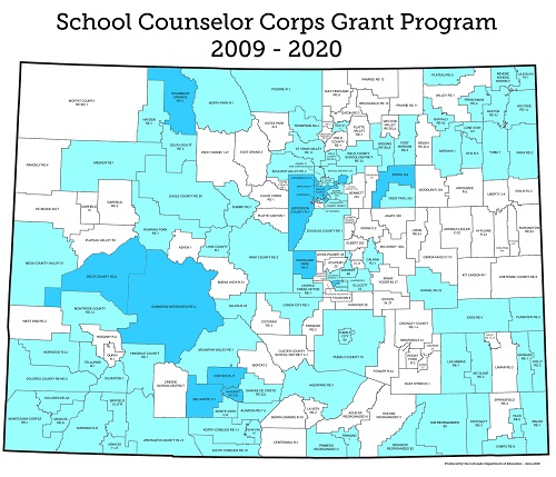 School Counselor Corp Grant Program Map 2009-2020